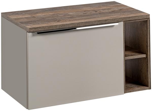 Waschtischunterschrank 80cm mit Regal PUEBLA-56-TAUPE in taupe mit Vintage Oak, B/H/T ca.: 80,4/48,5/46 cm