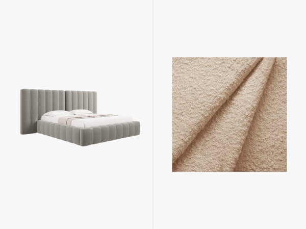 Micadoni Bett Kelp mit Doppelkopfteil Boucle Baloo Beige 200x200