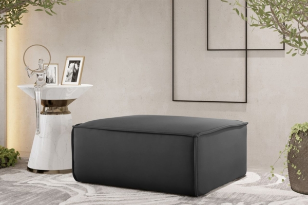 Polsterhocker Designerhocker CELES PREMIUM 105x105 cm Stoff Opera Velvet Dunkelgrau