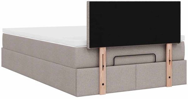 vidaXL Ottoman-Bett mit Matratze & LEDs Taupe 120x200 cm Stoff 3312219 Bild 12