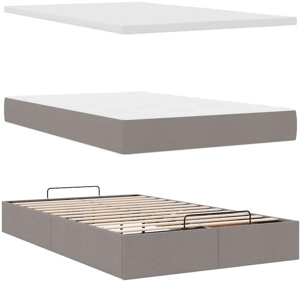 vidaXL Ottoman-Bett mit Matratze & LEDs Taupe 120x200 cm Stoff 3312219 Bild 9