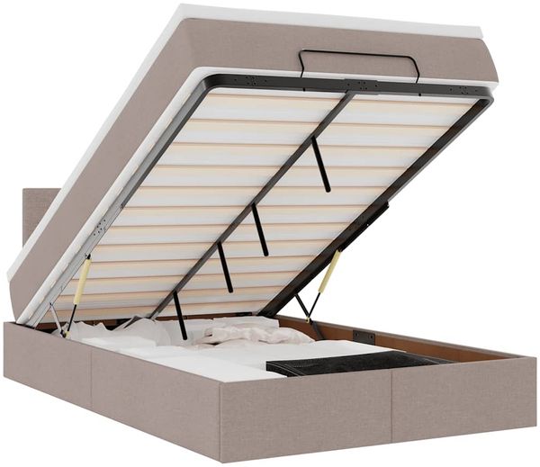 vidaXL Ottoman-Bett mit Matratze & LEDs Taupe 120x200 cm Stoff 3312219 Bild 2