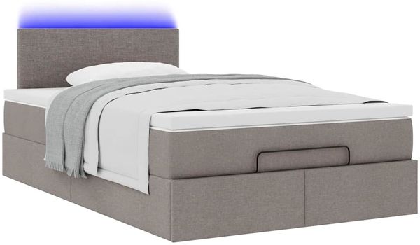 vidaXL Ottoman-Bett mit Matratze & LEDs Taupe 120x200 cm Stoff 3312219 Bild 6