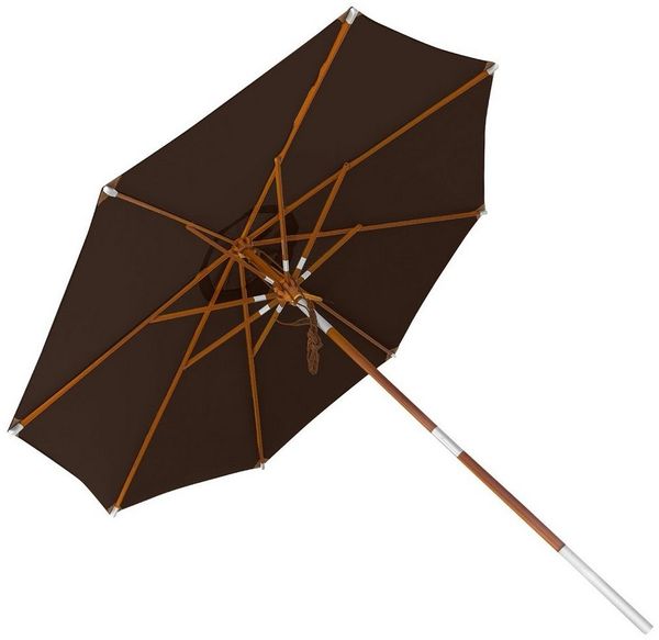anndora-sonnenschirm Sonnenschirm 3m rund Knickbar Dreh-Kipp-Mechanismus, braun, Seilzugmechanik