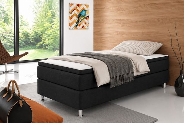 inter Boxspringbett Rahmen Boxbett mit 7-Zonen Taschenfederkern inkl. Topper (Komplettbett, 7 Zonen Tonnentaschenfederkernmatratze, 90 cm, 140 cm, 180 cm), Inklusive Topper, Tonnentaschenfederkern, Hoher Liegekomfort