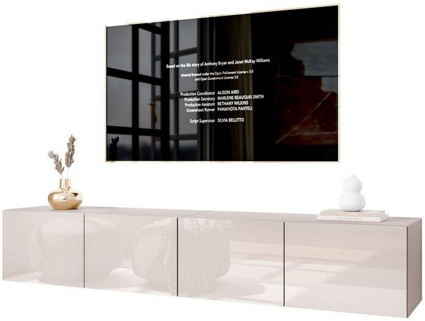 yourhouse24 Lowboard NOISY 200 cm TV-Schrank hängend mit LED & Push-to-Open (2x100 cm)
