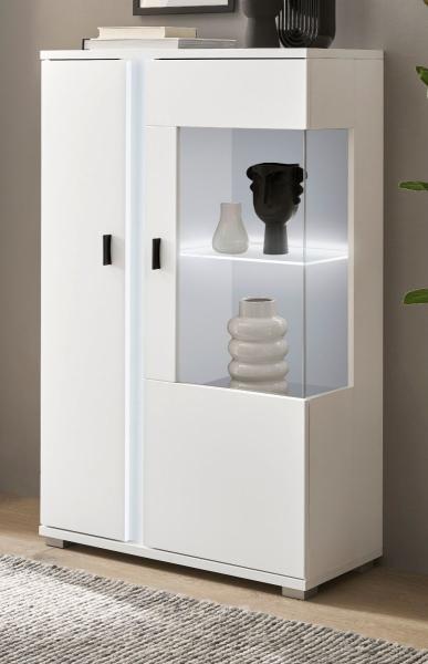 Vitrine Bellport in weiß matt 80 x 125 cm