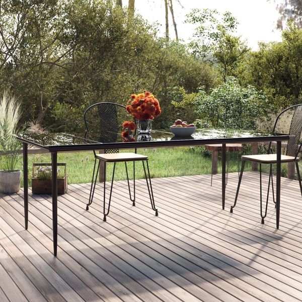 vidaXL Garten-Esstisch Schwarz 200x100x74 cm Stahl und Hartglas 319280