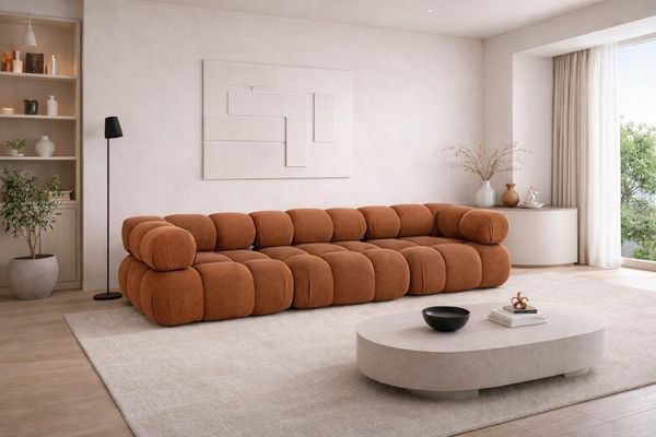 Kaiser Möbel Sofa Modulares 3-Sitzer-Sofa, gerade Couch, Stoff Salvador, Selia, 3-Sitzer, Veloursstoff Salvador, modernes Design,weiche, abgerundete Linien