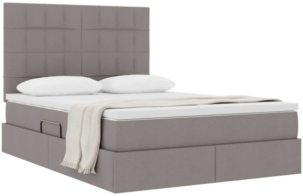 vidaXL Aufbewahrungsbett mit Matratze Taupe 140x200 cm Kunstleder 3371787 Bild 2