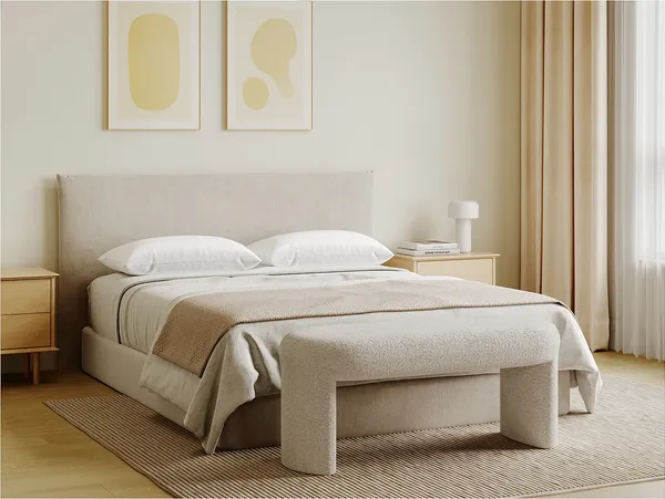 Vente-unique - DUZIMA Sitzbank Stoff Weiß - B 42 cm x H 46 cm x L 110 cm