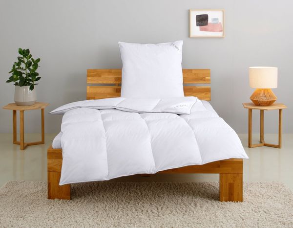 OTTO home Daunenbettdecke + Kopfkissen TAMINS, Bettdecke 135x200 cm und 155x220 cm, 2-tlg, Füllung: 100% Daunen, Bezug: 100% Baumwolle, Set mit Kissen 40x80 cm, 80x80 cm, Sommer, Winter, Made in Germany