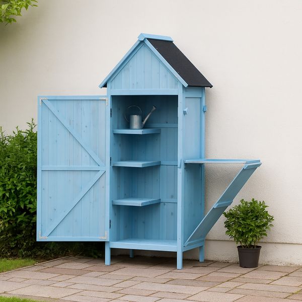 Geräteschrank Wanda Blau Fichtenholz