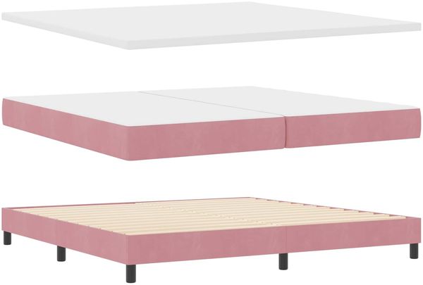 vidaXL LED Boxspringbett mit LED-Lichtleisten Rosa 200 x 200 cm Samt 3342679 Bild 6
