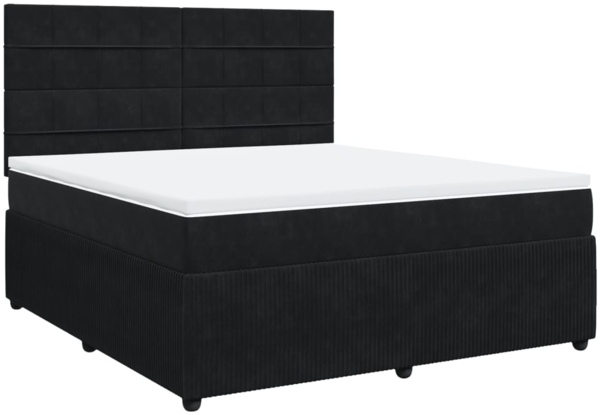 vidaXL Boxspringbett mit Matratze Schwarz 180x200 cm Samt 3292408