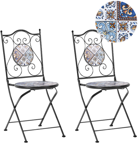 Gartenstuhl 2er Set CIVITA Metall Schwarz