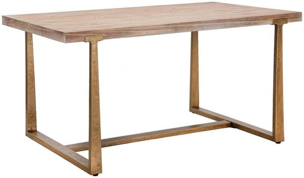Dmora Esstisch Kazimir, Küchenregal, Esszimmertisch, Festes rechteckiges Regal, Gold und Braun, 150x90 h78 cm