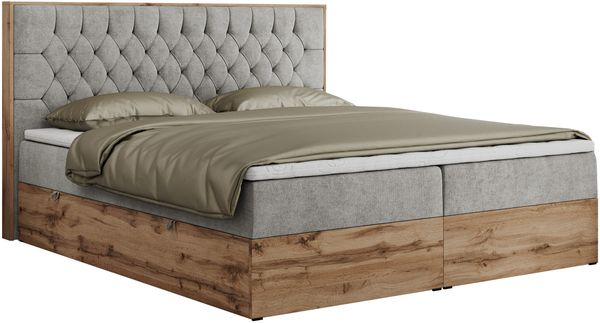 Boxspringbett, Schlafzimmerbett, Bettkasten - AMORE - 200 x 200 cm - Hellgrau Stoff - H4 Bild 4