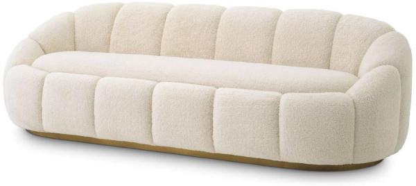 Casa Padrino Luxus Sofa Creme / Messing 230 x 80 x H. 71 cm - Wohnzimmer & Hotel Sofa - Wohnzimmer & Hotel Möbel - Luxus Qualität