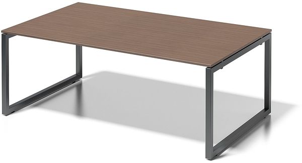 BISLEY Cito Chefarbeitsplatz/Konferenztisch, 740 mm höhenfixes O-Gestell, Metall, Wn334 Dekor Nußbaum, Gestell Anthrazitgrau, 120 x 200 x 85 cm
