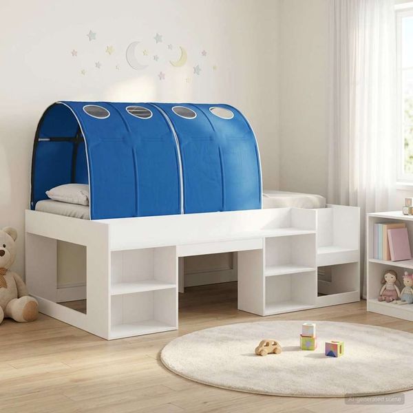 vidaXL Hochbett für Kinder mit Stauraum Weiß und Blau Holzwerkstoff 3423595