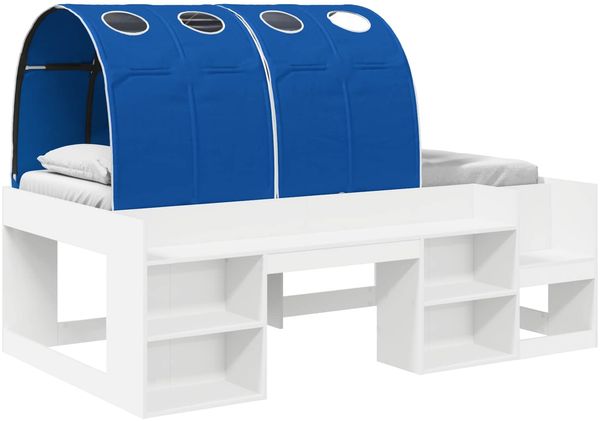 vidaXL Hochbett für Kinder mit Stauraum Weiß und Blau Holzwerkstoff 3423595