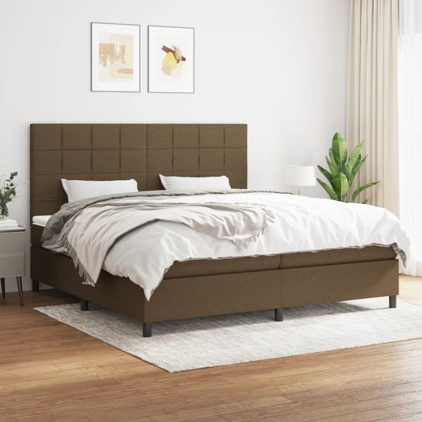 vidaXL Boxspringbett mit Matratze Dunkelbraun 200x200 cm Stoff, Härtegrad: H2 [3141804]