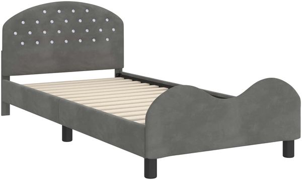 vidaXL Kinderbettgestell mit Kopfteil Dunkelgrau 90 x 190 cm Samt 42011121 Bild 4