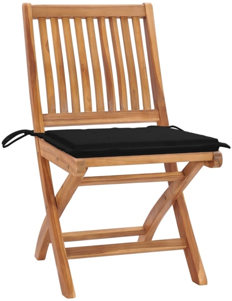 vidaXL Klappbare Gartenstühle mit Kissen 4 Stk. Massivholz Teak 3072814