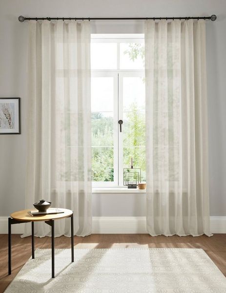 OTTO home Gardine Fiete (1 St), Kräuselband, halbtransparent, Leinen Optik, Sichtschutz, halbtransparent, einfarbig, Leinenoptik