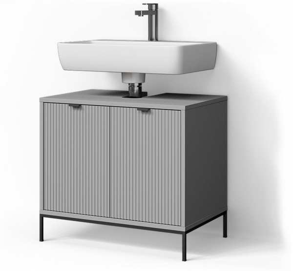 Livinity® Waschbeckenunterschrank ATERNO, Grau/Grau, 70 x 63 cm mit Türen