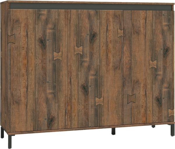 Highboard >GENIO industrial< in Eiche, Holzwerkstoff - 138x110x40cm (BxHxT)