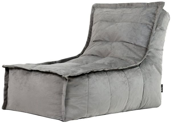 icon Sitzsack-Liege „Dolce“, Grau, Samt, XXL Sitzsack Sessel für Erwachsene, Riesensitzsack mit Füllung für das Wohnzimmer, Sitzsack Groß Plüsch