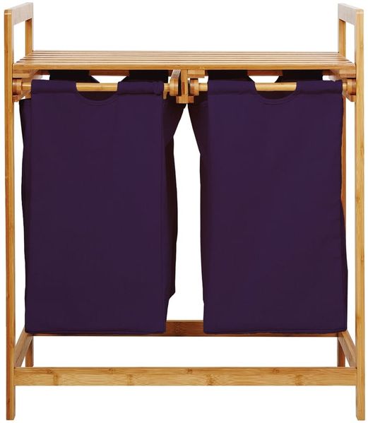 Lumaland Wäschekorb aus Bambus mit 2 ausziehbaren Wäschesäcken - Größe ca. 73 cm Höhe x 64 cm Breite x 33 cm Tiefe - Farbe Dunkelgrau Bild 8