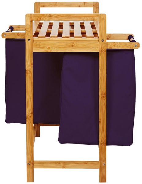 Lumaland Wäschekorb aus Bambus mit 2 ausziehbaren Wäschesäcken - Größe ca. 73 cm Höhe x 64 cm Breite x 33 cm Tiefe - Farbe Dunkelgrau Bild 9