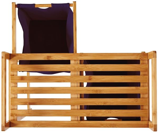 Lumaland Wäschekorb aus Bambus mit 2 ausziehbaren Wäschesäcken - Größe ca. 73 cm Höhe x 64 cm Breite x 33 cm Tiefe - Farbe Dunkelgrau Bild 10