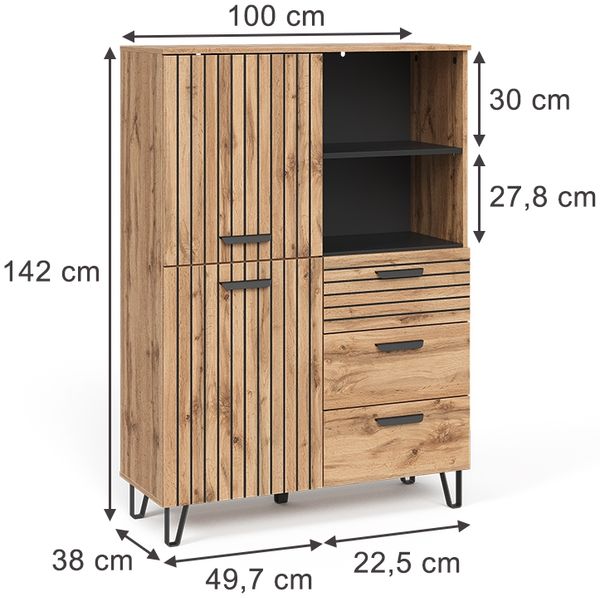 Garderobe Amber Eiche Wotan 100 x 142 cm Vicco Bild 2