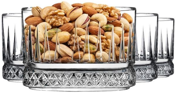 Pasabahce Snackschale Elysia 4er Snack 530138, Glas, (Packung, 4-tlg), Pasabahce Elysia - 4er-Set Quadratische Snackschalen