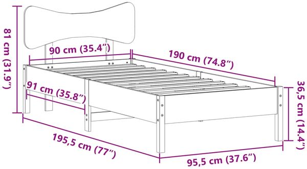 vidaXL Massivholzbett ohne Matratze Weiß 90x190 cm Kiefernholz 3328254 Bild 11