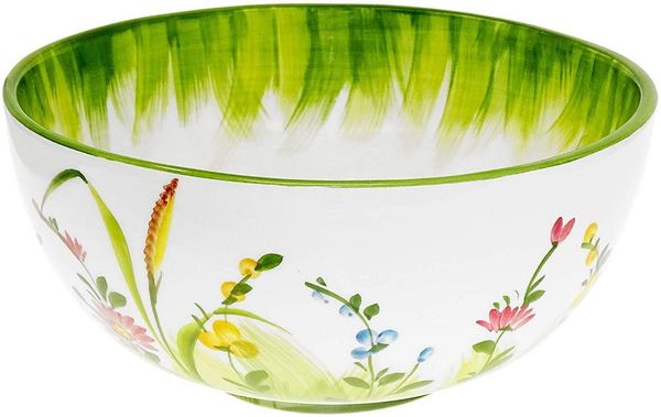 Lashuma Servierschale Blumenwiese, Keramik, (1-tlg), Runde Salatschüssel aus Italien 22 cm Ø