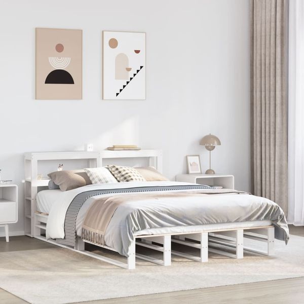 vidaXL Massivholzbett ohne Matratze Weiß 120x200 cm Kiefernholz 3306493