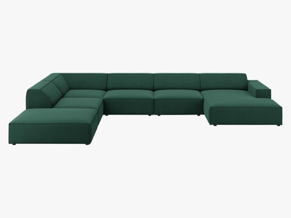 Micadoni Panorama-Ecksofa Jodie 7-Sitzer Links Strukturierter Stoff Megan Grün
