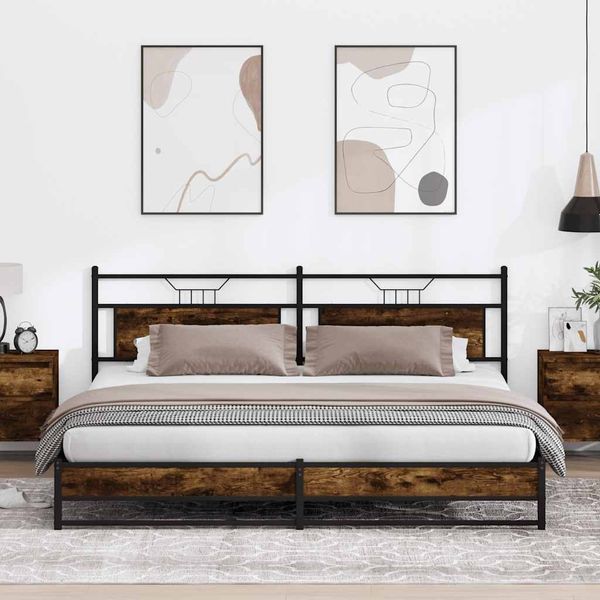 vidaXL Metallbett ohne Matratze Räuchereiche 193x201 cm 3325111