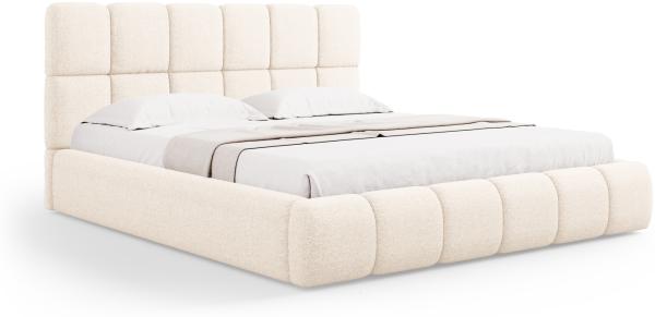 Micadoni Stauraumbett mit Kopfteil Bellis Chenille Haga Hellbeige 140x200