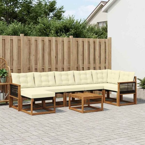 vidaXL Outdoor-Sofagarnitur mit Kissen 8 pcs Natur und Creme 3382110