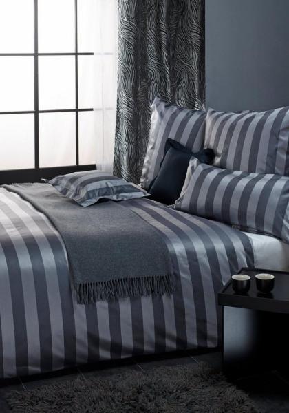 Mako-Brokat-Damast Bettwäsche - Curt Bauer Como 135x200 + 80x80 cm-1067 stahlgrau