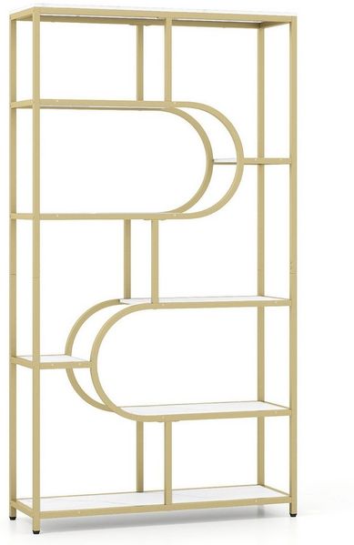 COSTWAY Bücherregal, 5-stöckiges Standregal geometrisch Metallrahmen 30x95x175cm