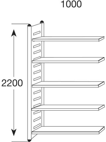 Kerkmann Design-Regal M2 Regalfeld BXHxT 1000x2200x400mm 5 Böden alusi