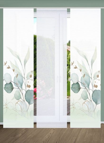 HOME WOHNIDEEN Schiebegardine 84096 ABANIO Schiebegardine rec. Polyester, 245x60 cm, halbtransparent (3 St), Paneelwagen, transparent, Polyester (recycelt) Polyester