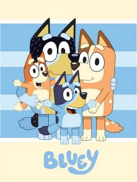 Bluey Fleecedecke 100x140 cm Kuscheldecke Kinder Blau Polyester